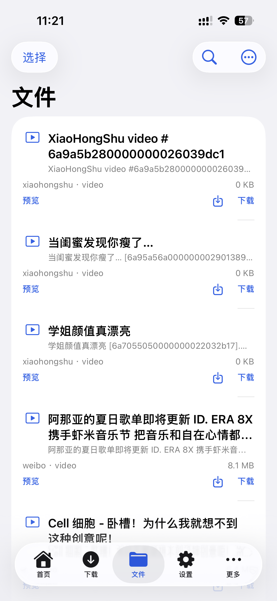 SaveXTube Client 文件页：已下载文件列表、预览与再次下载